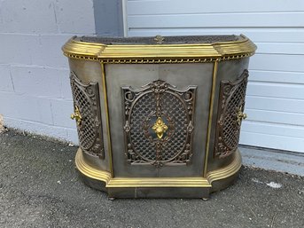 Salvaged Antique Cast Iron And Brass Radiator Cover Cabinet