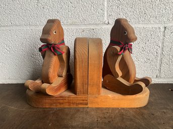 Vintage Wood Bookends Crafted By Phil Markham