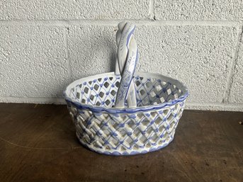 Ceramic Blue And White Basket