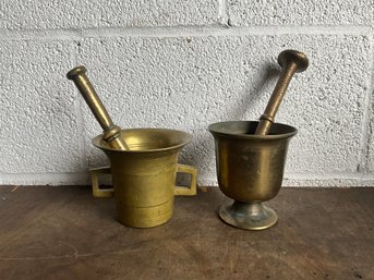 Antique Brass Mortar And Pestles