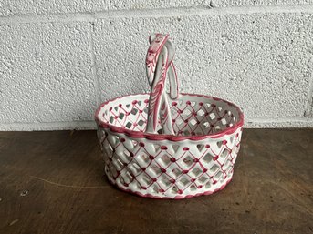 Ceramic Pink And White Basket