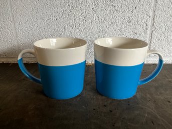 Blue And White Crate And Barrel Mugs