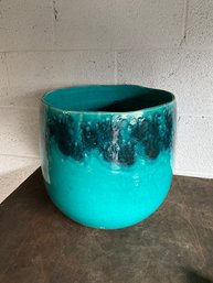 Blue Turquoise Glazed Planter