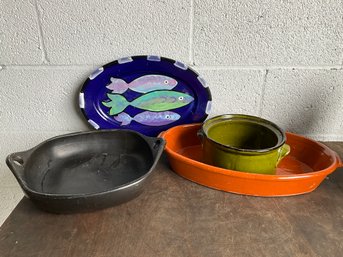 Grouping Of Miscellaneous Pottery Dishes And Platter