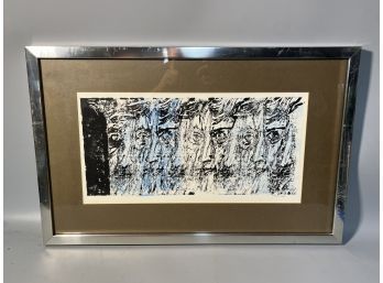 Charles Gross Woodblock Print Of Faces