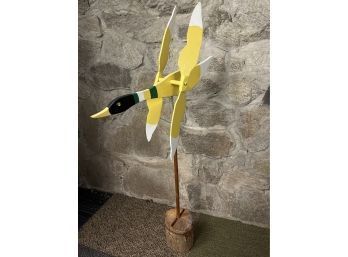 Folk Art Painted Duck Whirligig, Signed & Dated 1977