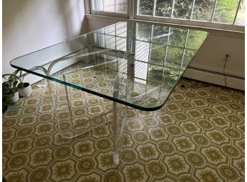 Modern Double Lucite Base Dining Table