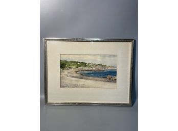 Charles Gross Signed Watercolor Landscape Shoreline