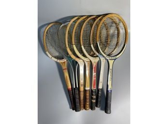 Grouping Of Vintage Tennis Rackets