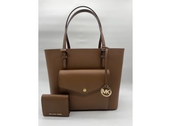 Michael Kors 'Jet Set' Large Saffiano Leather Pocket Tote Bag Incl. Wallet