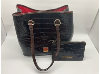 Dooney & Bourke Croco Embossed Leather Satchel Bag