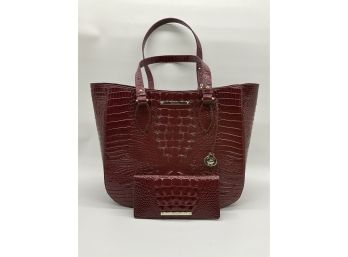 Brahmin 'Lena' Croc Embossed Leather Tote Incl. Wallet