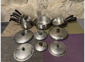 Grouping Of Stainless Steel Pots And Pans