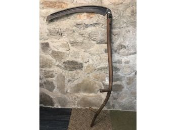 Vintage Farm Scythe W/ Wooden Handle (2 Of 3)