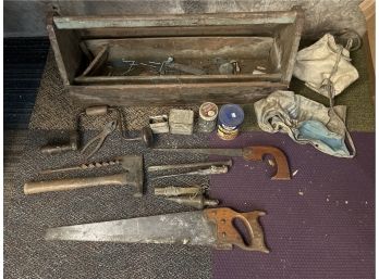 Grouping Of Vintage Toolbox W/ Tools