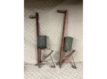 (2) Antique Hand-Held Corn Seed Planters