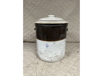 Antique 5-Gallon Stoneware Lidded Crock