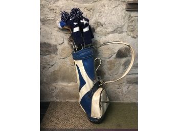 Grouping Of Vintage Golf Clubs & Atlantic Golf Bag