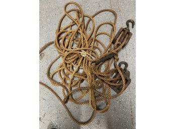 Utility Rope With Two Double Pulley Blocks