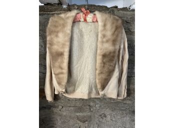 Vintage De Loux Cashmere & Fur Cardigan, Size 40