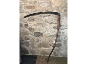 Vintage Farm Scythe W/ Wooden Handle (1 Of 3)