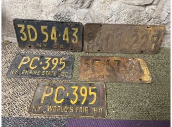 (5) Vintage New York License Plates 1931-1964