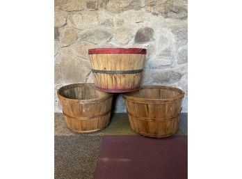 Grouping Of Vintage Wooden Orchard Baskets