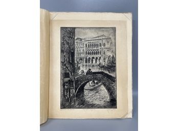 Vintage Italian Etching Of Venice