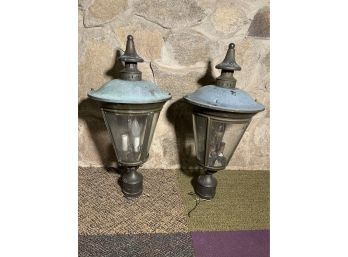 Pair Of Vintage Outdoor Copper Lanterns