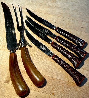 Vintage Bakelite Steak Knives And Carving Ser