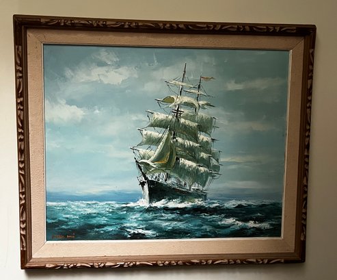 Han Mi Original Ship Sea Painting