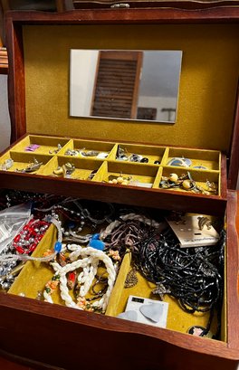 Vintage Jewelry Box And Costume Jewelry