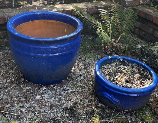 Two Blue Planter Pots