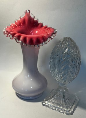 Fenton Vase And Crystal Egg