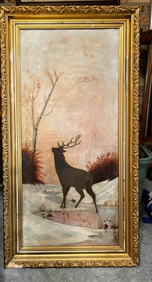 Old Framed Elk Painting