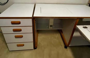Quality 2 Pc Sewing Cabinet Sewing Machine Work Station