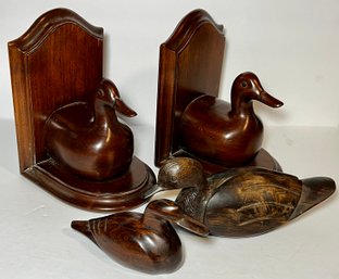 Knob Creek Duck Book Ends And Other Carved Ducks