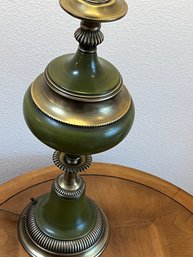 Mid Century Table Lamp Green And Brass