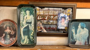 1977 Coca Cola Mirror And Trays