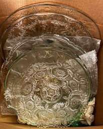 Box Lot Glass And Crystal Serving Round Platters