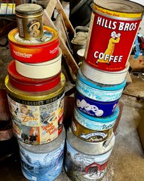 Large Lot Vintage Tins