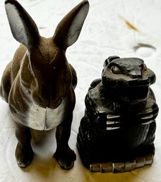 Cast Metal Rabbit Bank & Lighter