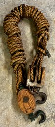 Heavy Old Rope With Double Pulleys