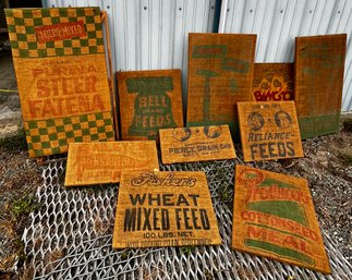 Seed And Feed Burlap Sacks Framed For Display