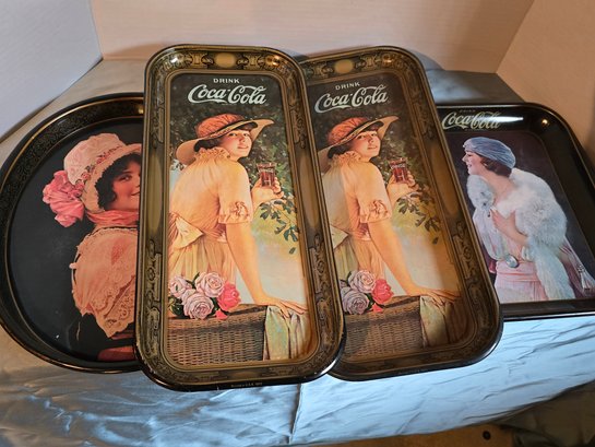 Set Of 4 Coca Cola Reproduction Trays