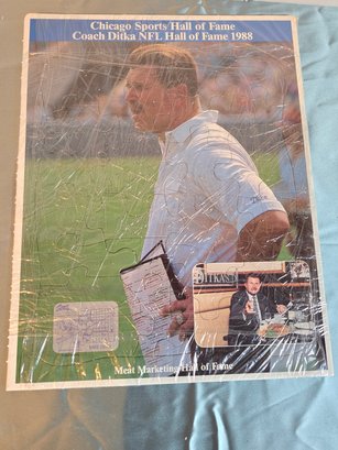 Sealed Coach Mike Ditka 1988 Chicago Hall Of Fame PUZZLE DINNER Menu Bears