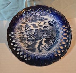 Empire Works Flow Blue Willow Porcelain Plate