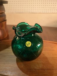 Green Glass Weave Vase