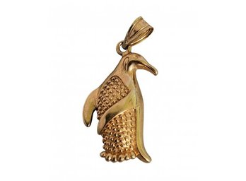 14k Yellow Gold Penguin Charm Pendant