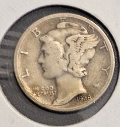 1928 S Mercury Silver Dime